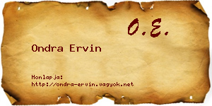 Ondra Ervin névjegykártya